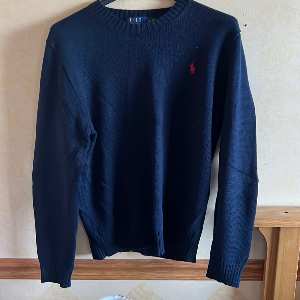 Blue Knit Polo Ralph Lauren Crewneck Sweater